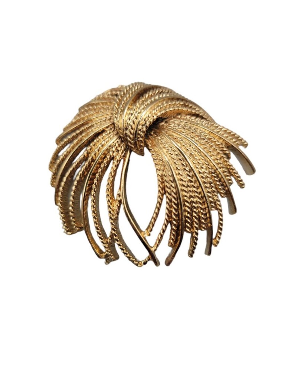Monet Mirador Brooch Gold Tone Wheat Rope Spray Vintage - Picture 5 of 16